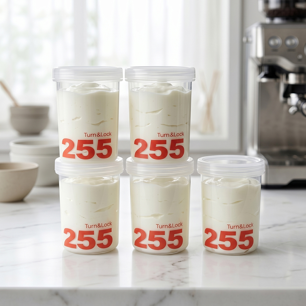 투명 그릭 요거트통 원형 소분용기 원통 255ml, 5개 - 상품 이미지