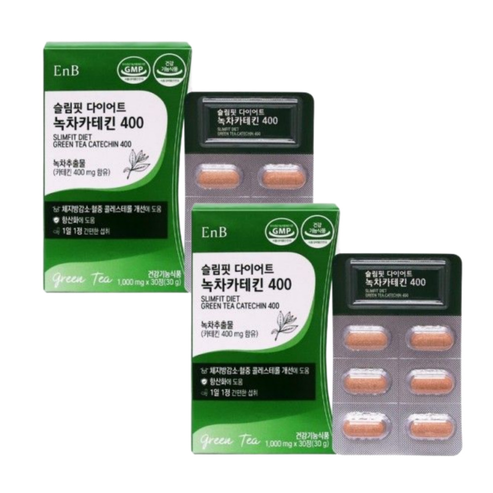 ENB 슬림핏 다이어트 녹차카테킨 400 체지방감소 식물성 1000mg 30정, 2개 - 상품 이미지