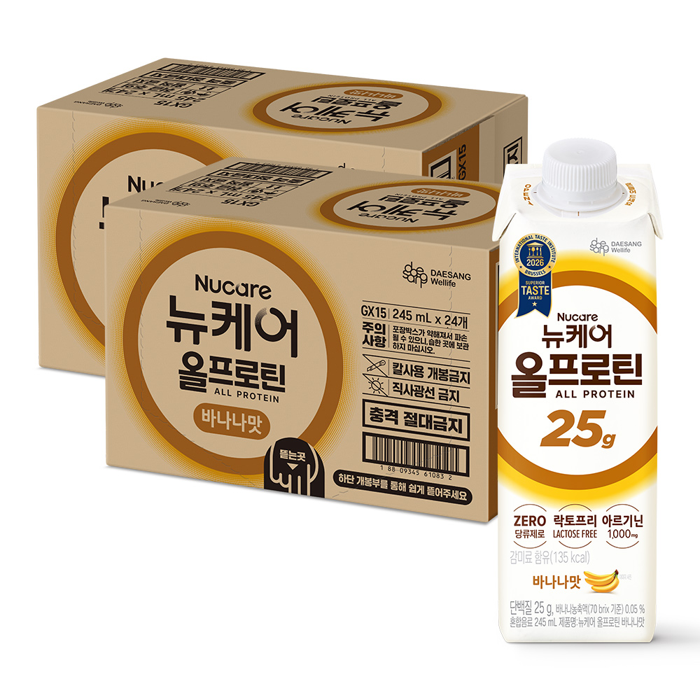[단백질 25g] 뉴케어 올프로틴 바나나맛 단백질음료 245ml, 48개 - 상품 이미지