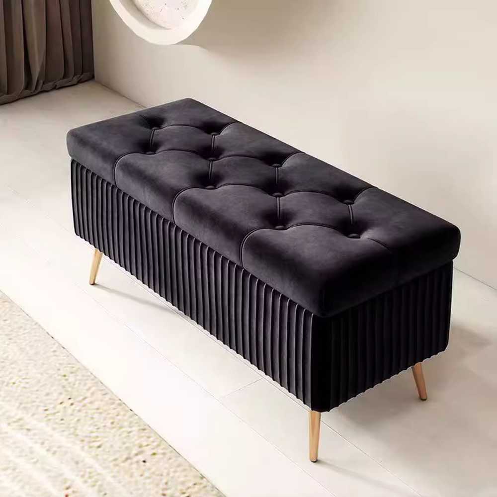벨벳스툴 벤치 보조 의자 인테리어 거실 현관 네일샵 짙은 녹색 40x40x45 - 상세 이미지 4