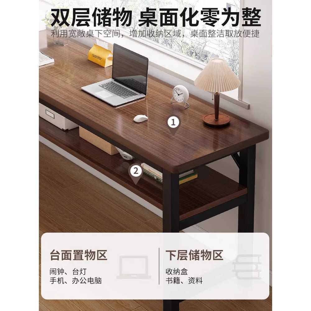 원목 간이 테이블 좁고 긴 가정용 일자 사각 나무 집 단일 흰색 80cm - 상세 이미지 3