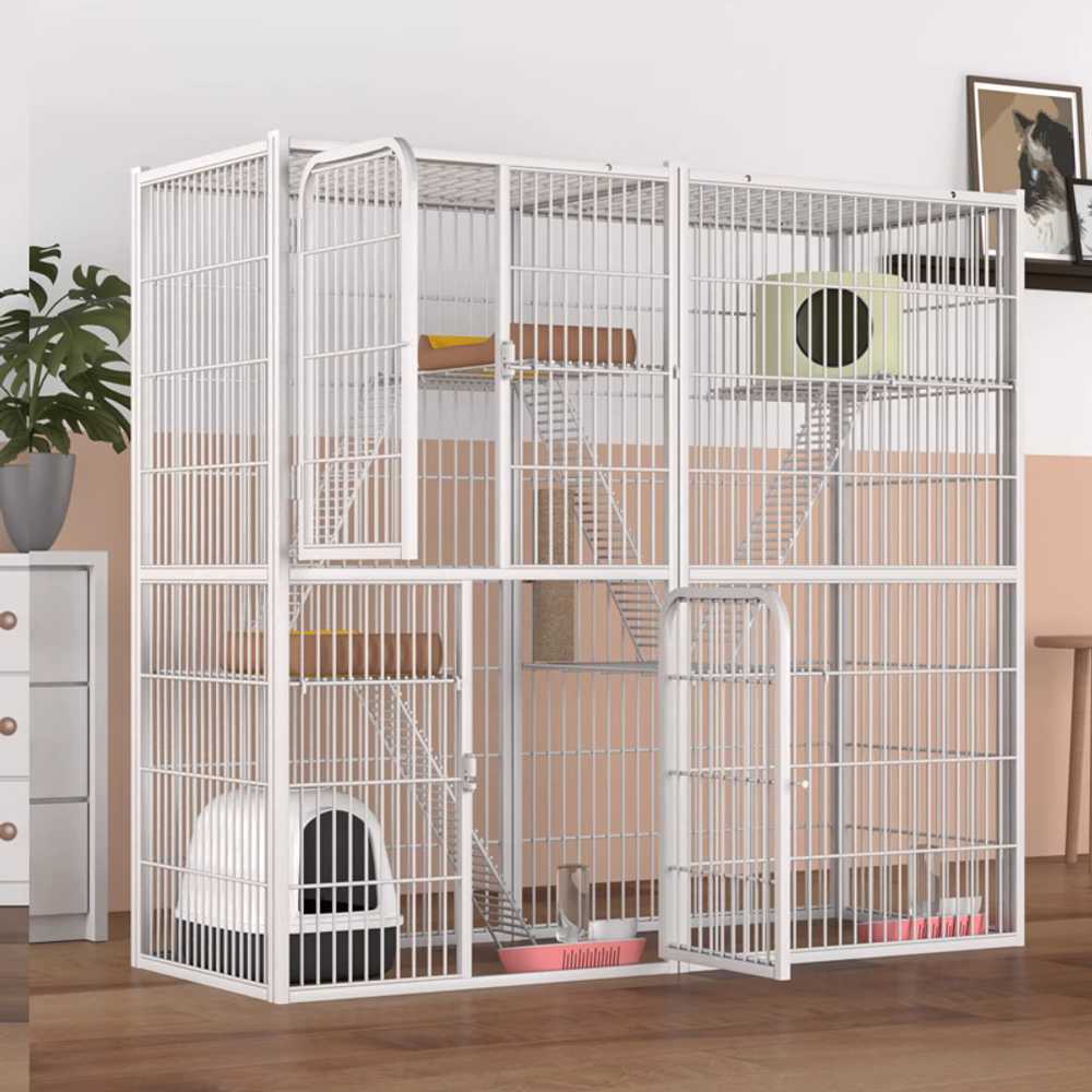 철제 고양이 케이지 대형 놀이터 사육장 격리장 애견 2묘용 초대형 3겹 71x54x130cm - 상세 이미지 3