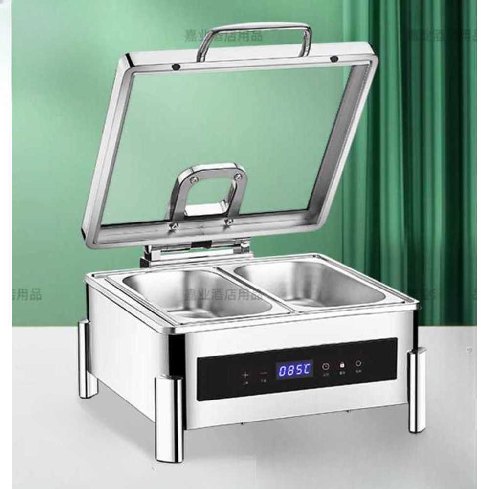차핑디쉬 푸드 워머 챠핑 가열 플레이트 식당 조식 2칸 6L - 상품 이미지