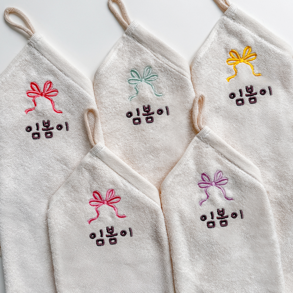어린이집수건 뱀부얀 고리 손수건 유치원 이름자수 5매 핸드타올 공주 - 상세 이미지 5