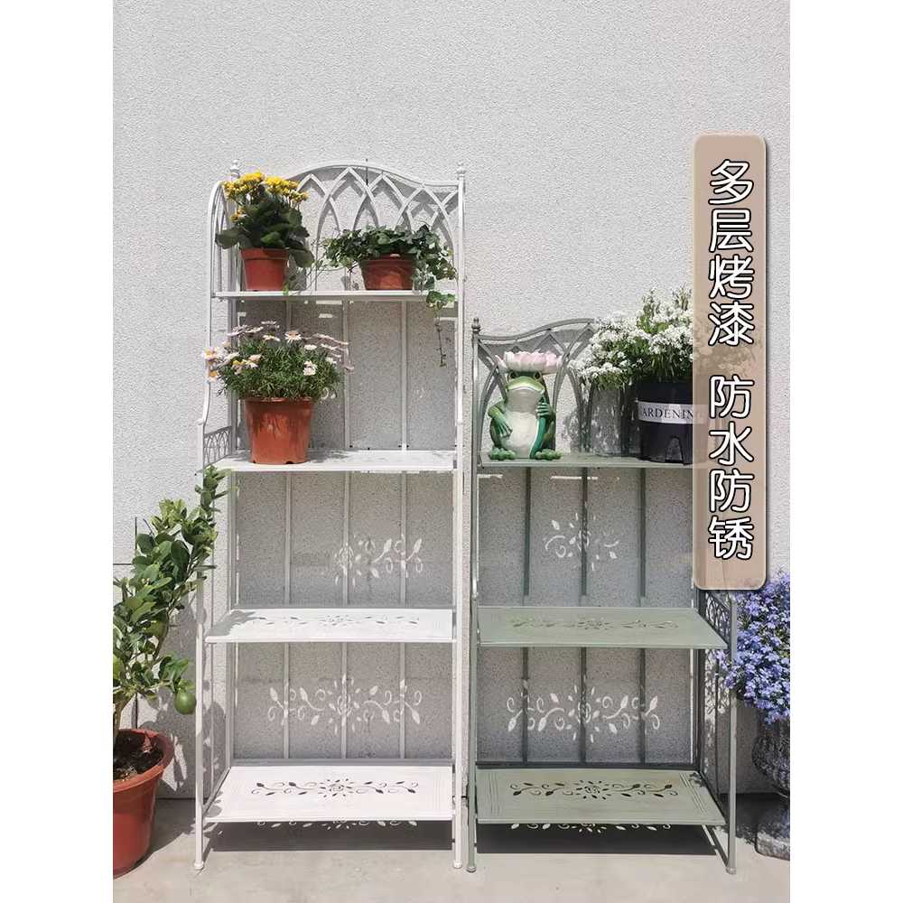 빈티지 화분정리대 트레이 철제 선반 다육이 야외 A타입3단 레트로 그린 63x30x150 - 상세 이미지 5
