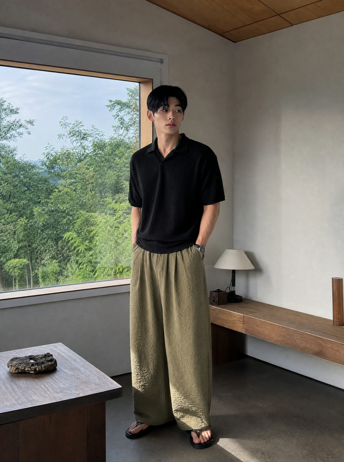 냉장고바지남성 남자냉장고바지 와이드밴딩팬츠 상세 13