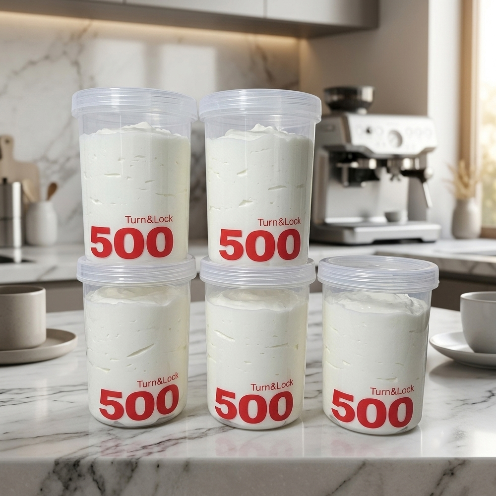 투명 그릭 요거트통 원형 소분용기 원통 500ml, 5개 - 상품 이미지