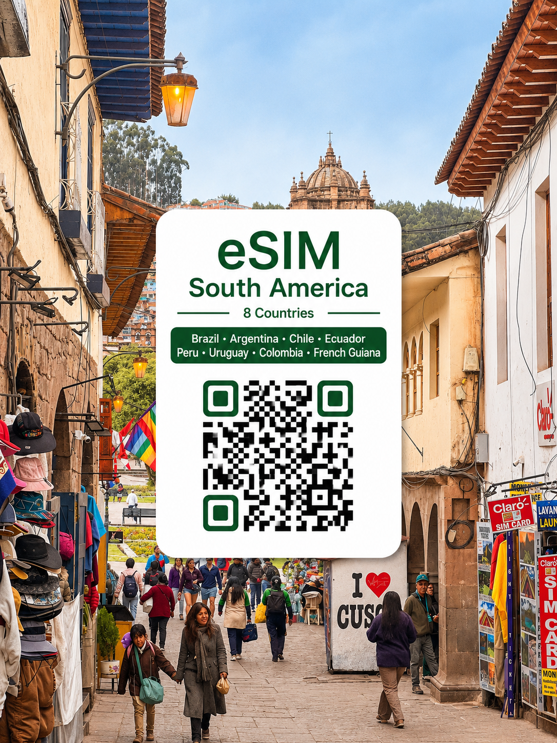 남아메리카 6개국 이심 eSIM 데이터 데일리 무제한 브라질 아르헨티나 칠레 에콰도르 페루 우루과이 이심통 - 상품 이미지