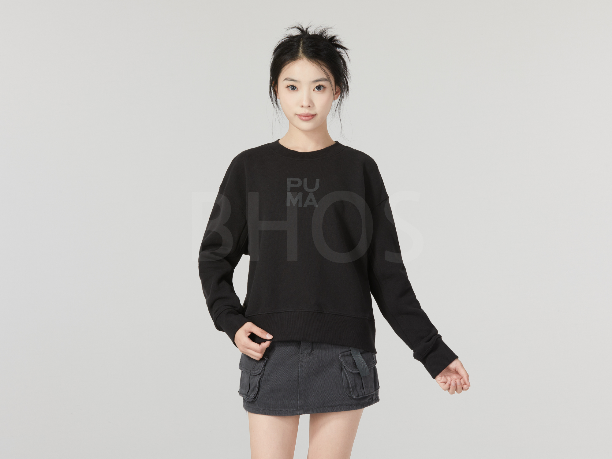 푸마 블랙 여성 맨투맨
