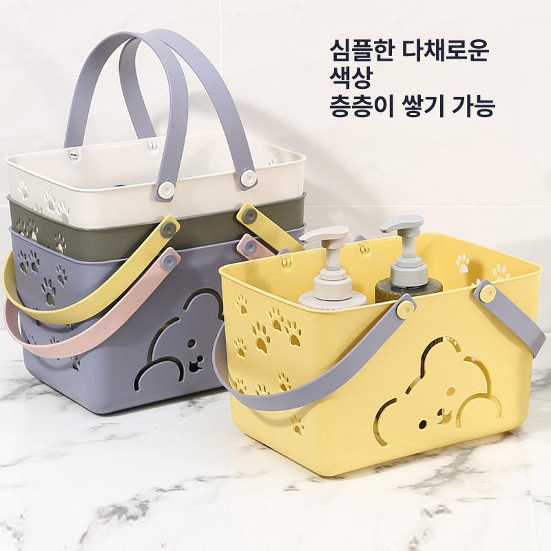 목욕바구니 욕실 물빠짐 수영 가방 샤워 헬스장가방 2810 화이트 (실리콘 손잡이) - 상세 이미지 3