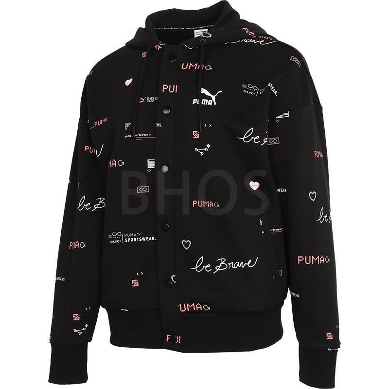 푸마 Digit Print Hooded Varsit 여성 재킷 블랙