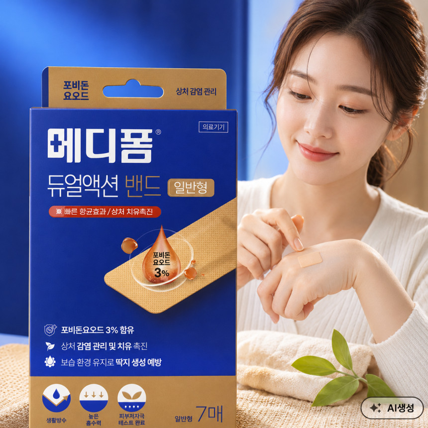 메디폼 듀얼액션 밴드 진물 상처 소독 화상 치료 욕창 드레싱 습윤 밴드 교체시기 일반형
