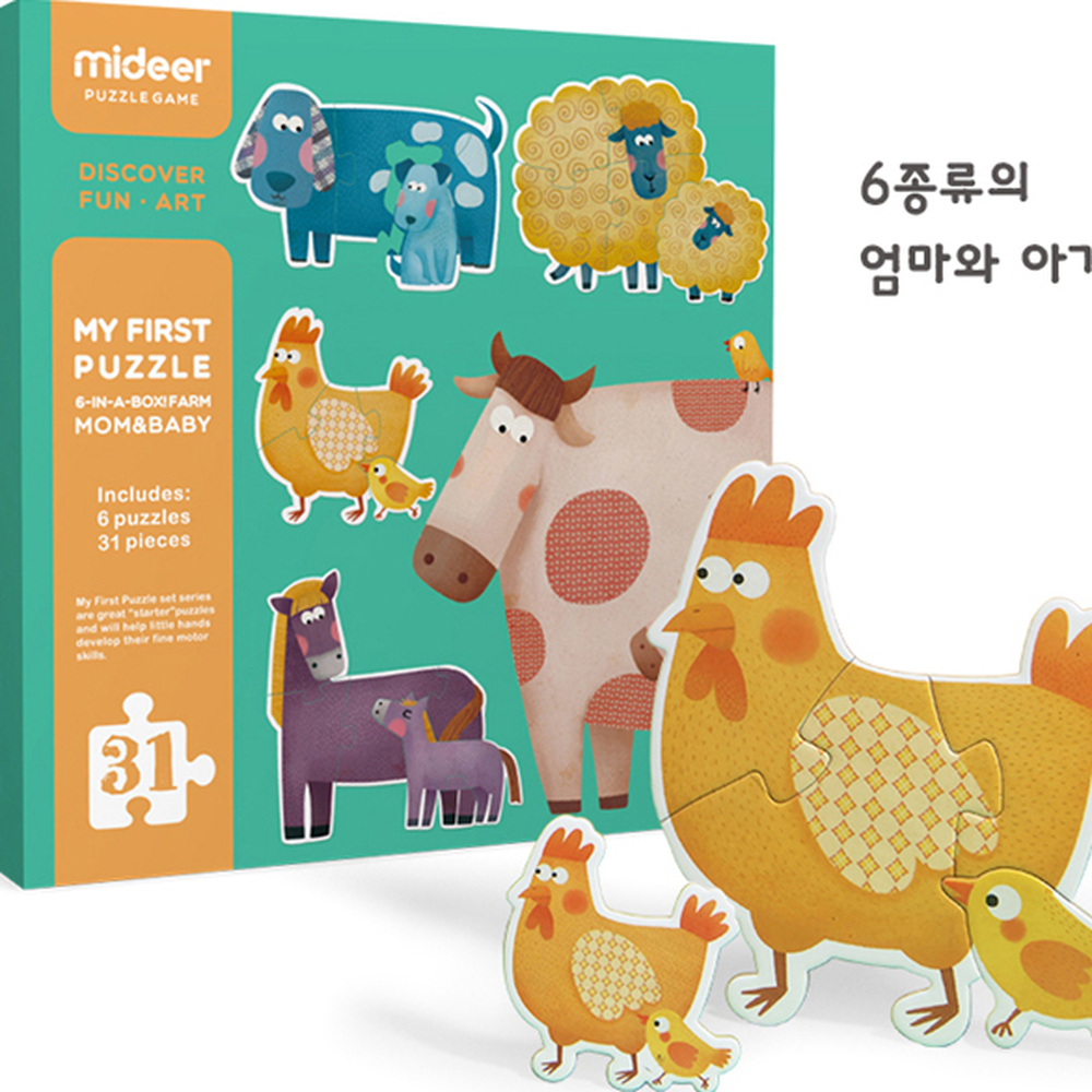 소근육발달유치원 두돌선물놀이학습아기동물퍼즐 그림맞추기인지발달동물퍼즐 6in1 2세이상 - 상세 이미지 2