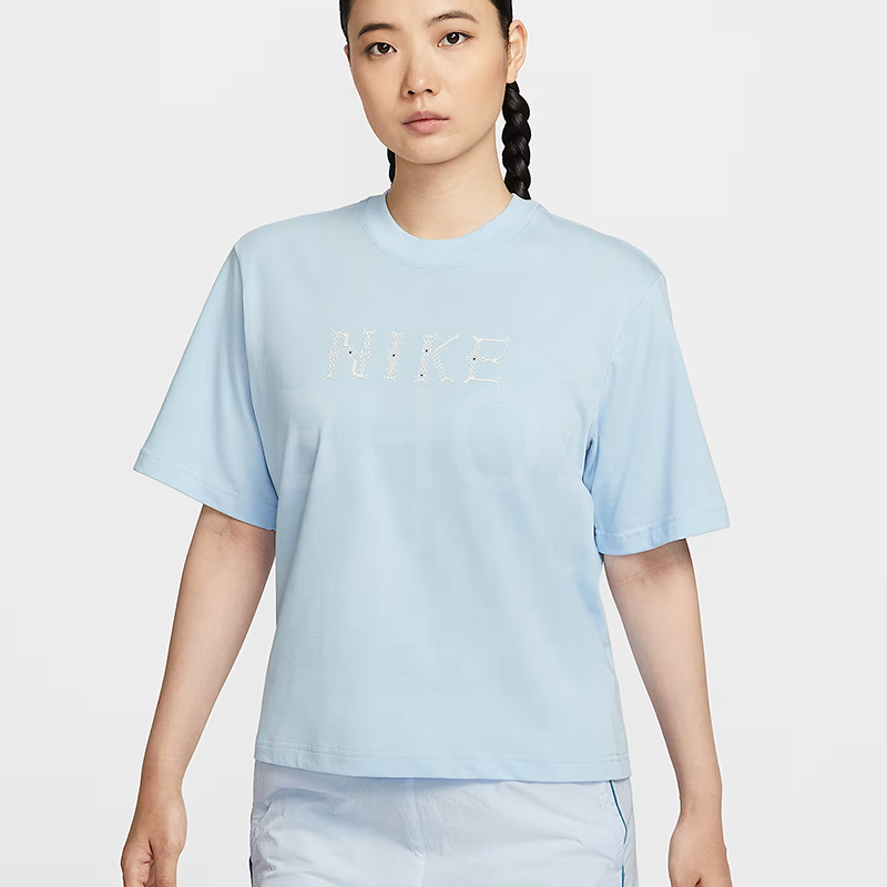 나이키 여성용 백 프린트 라운드넥 반팔