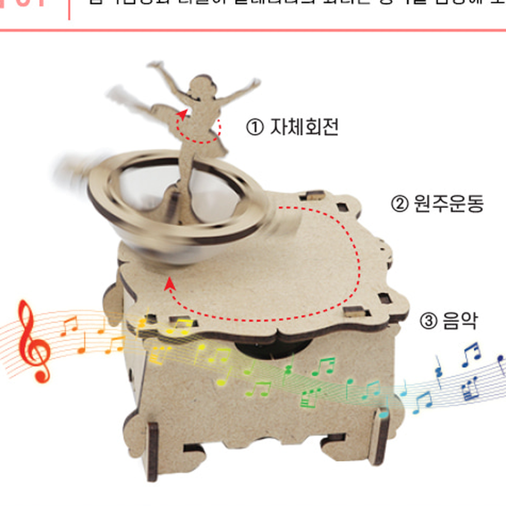 색칠꾸미기 DIY오르골 춤추는 발레리나 나무조립오르골 1개입 - 상세 이미지 3