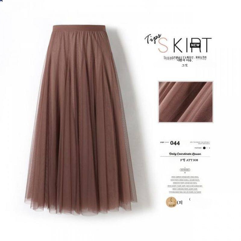 망사 샤스커트 메쉬 스커트 프릴 플레어 티어드 시스루 튤 80cm (키 155-168cm) - 상세 이미지 3