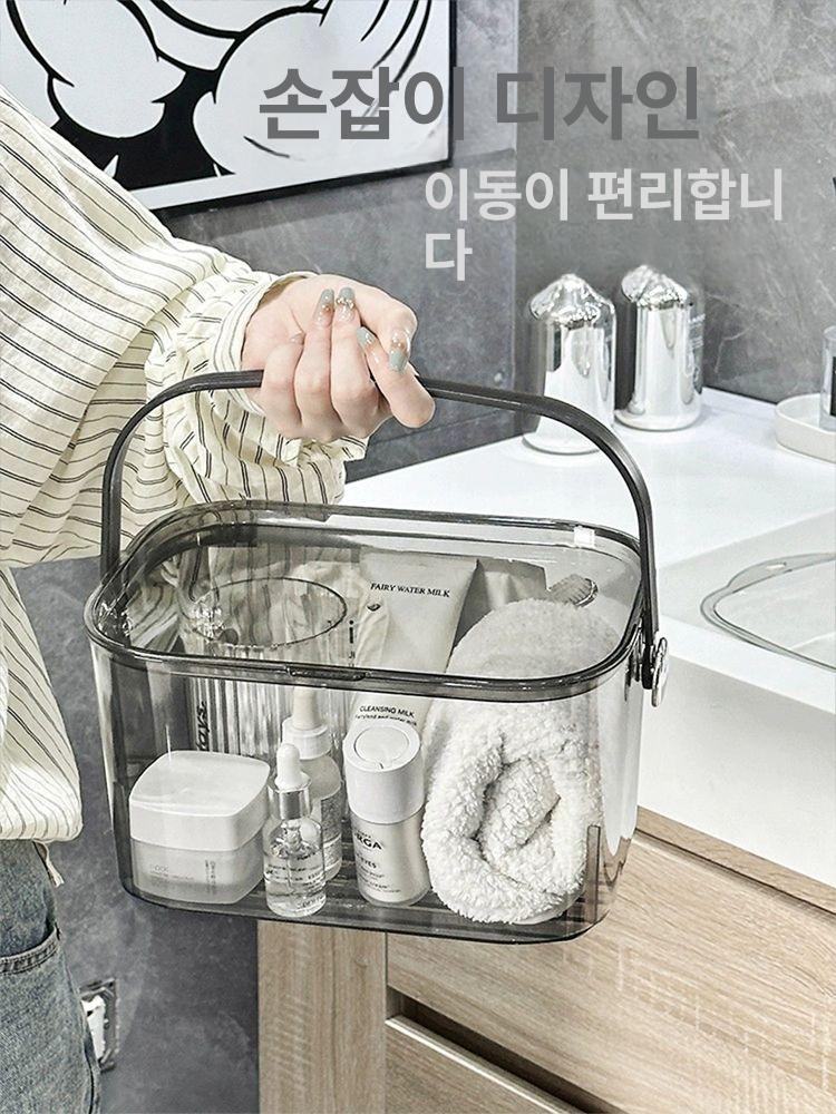 목욕바구니 사우나 물빠짐 욕실 수영 가방 투명 블랙 - 상세 이미지 5