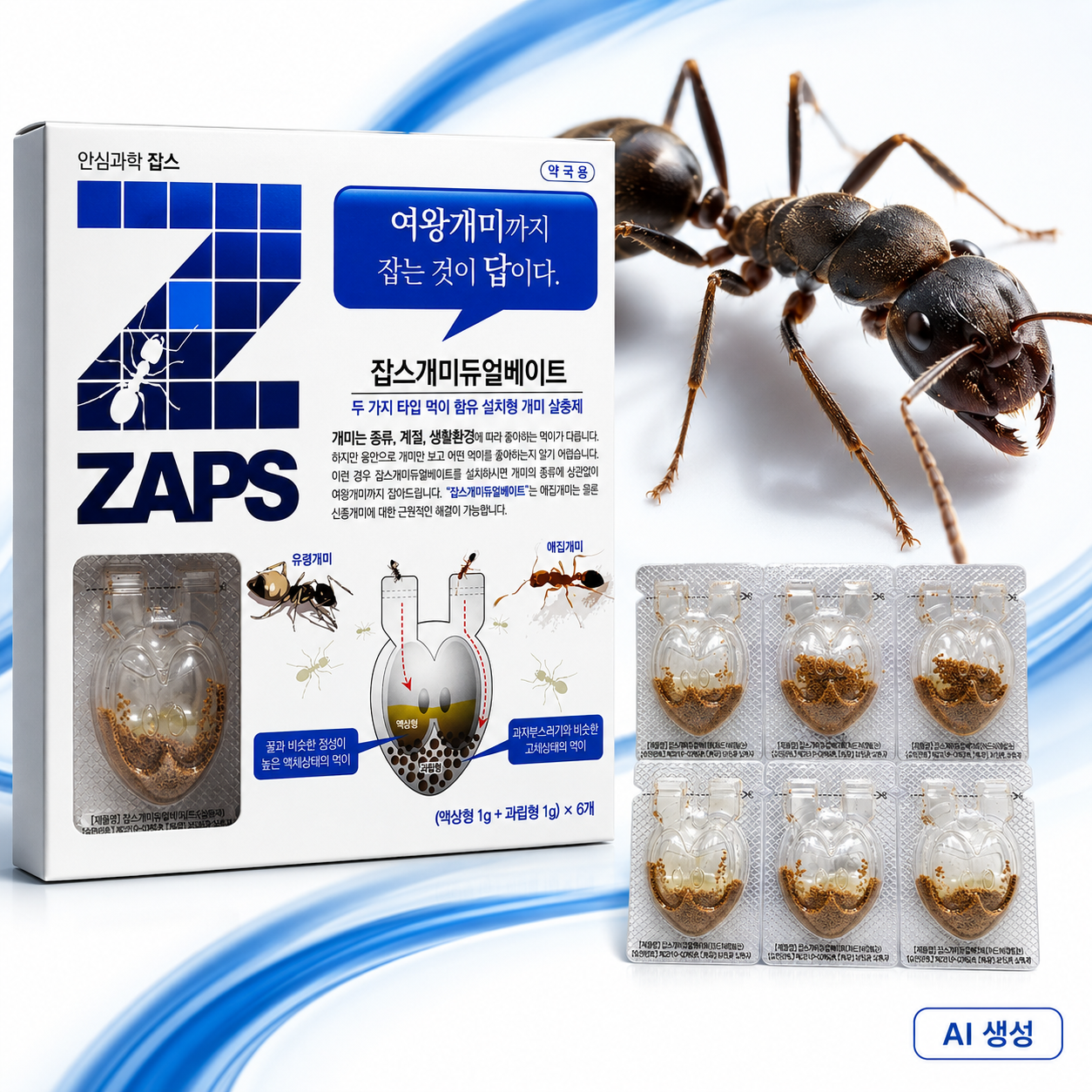 약국 잡스 개미약 듀얼베이트 6개입 집개미 퇴치 애집개미 퇴치제 살충제 - 상품 이미지