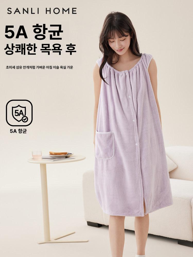 샤워가운 욕실 커플 여성 호텔 여름 프리미엄 5 A 항균 밀크커피 90x135cm - 상품 이미지