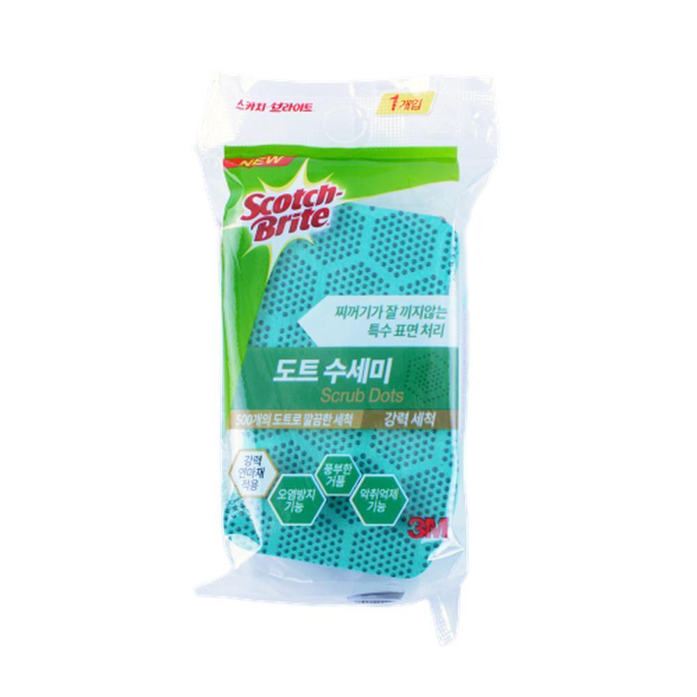 강력 연마재 수세미 스펀지 도트 세척