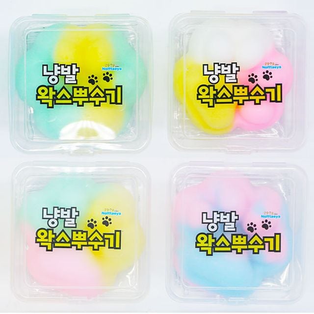 티키탭 냥발 왁뿌볼 케이스 뿌왁 볼 말랑이 스퀴시 왁뿌 냥 클레이 랜덤컬러, 3개 - 상품 이미지