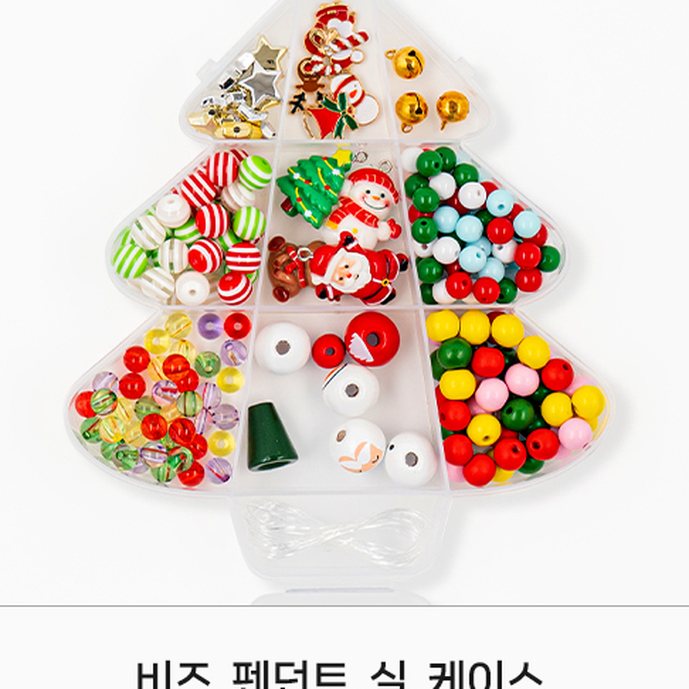 우드플라스틱비즈 산타팬던트목걸이만들기세트 크리스마스악세사리부자재 - 상세 이미지 2