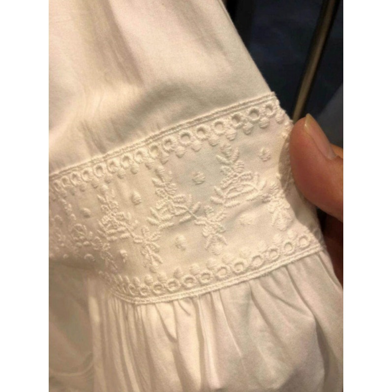 레이스 치마 시스루 A라인 롱스커트 풍성 밴딩 캉캉 화이트 면 린넨 스커트 S - 상세 이미지 4