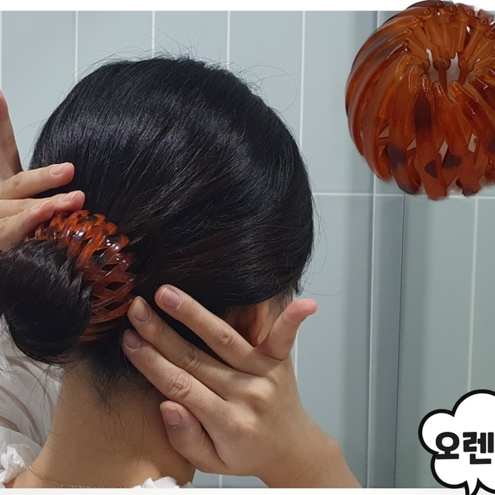 자바라형 일상외출똥머리집게핀 출근스타일올림머리만두핀 오렌지 - 상세 이미지 2