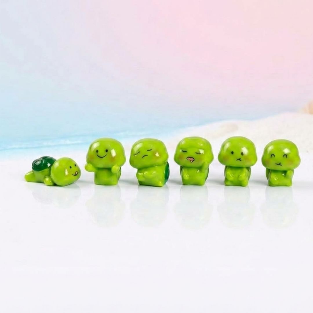 장꾸미 거북이 6마리 미니어처 피규어 데스크 자동차 대시보드 테라리움 화분 꾸미기 장식품 - 상품 이미지