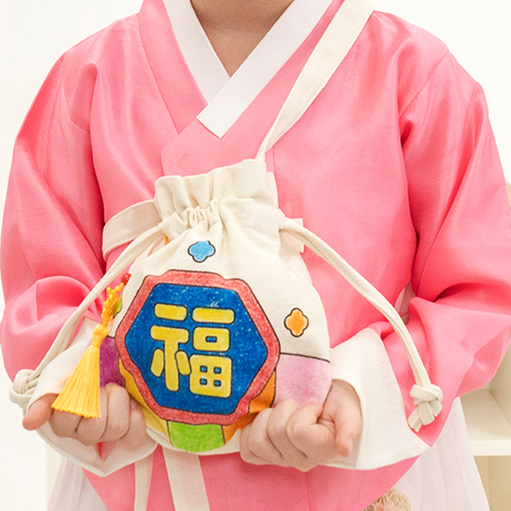 단청문양색칠복주머니 쉬운복주머니색칠도안 에코크로스백 설날추석미술 - 상세 이미지 4