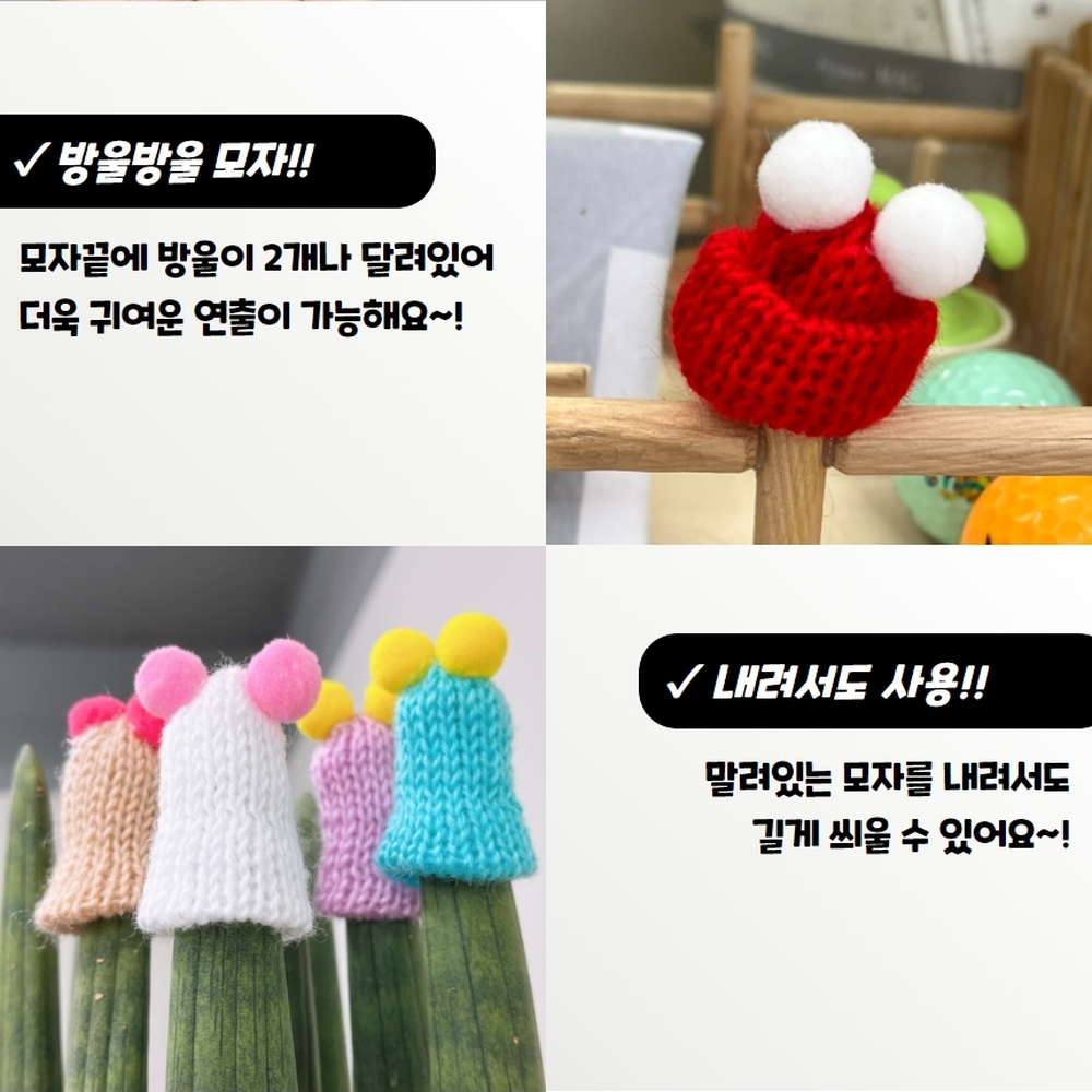 식물데코용 화분인테리어소품스투키모자 선물용화분장식스투키모자 5P - 상세 이미지 5
