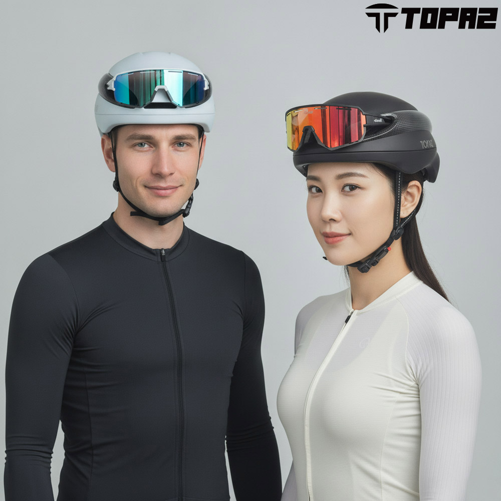 호비 토파즈 에볼루션 카본쉘 에어로 자전거 헬멧 후미등 일체형 아시안핏 로드 MTB 픽시 헬멧 선글라스 증정 - 상세 이미지 3