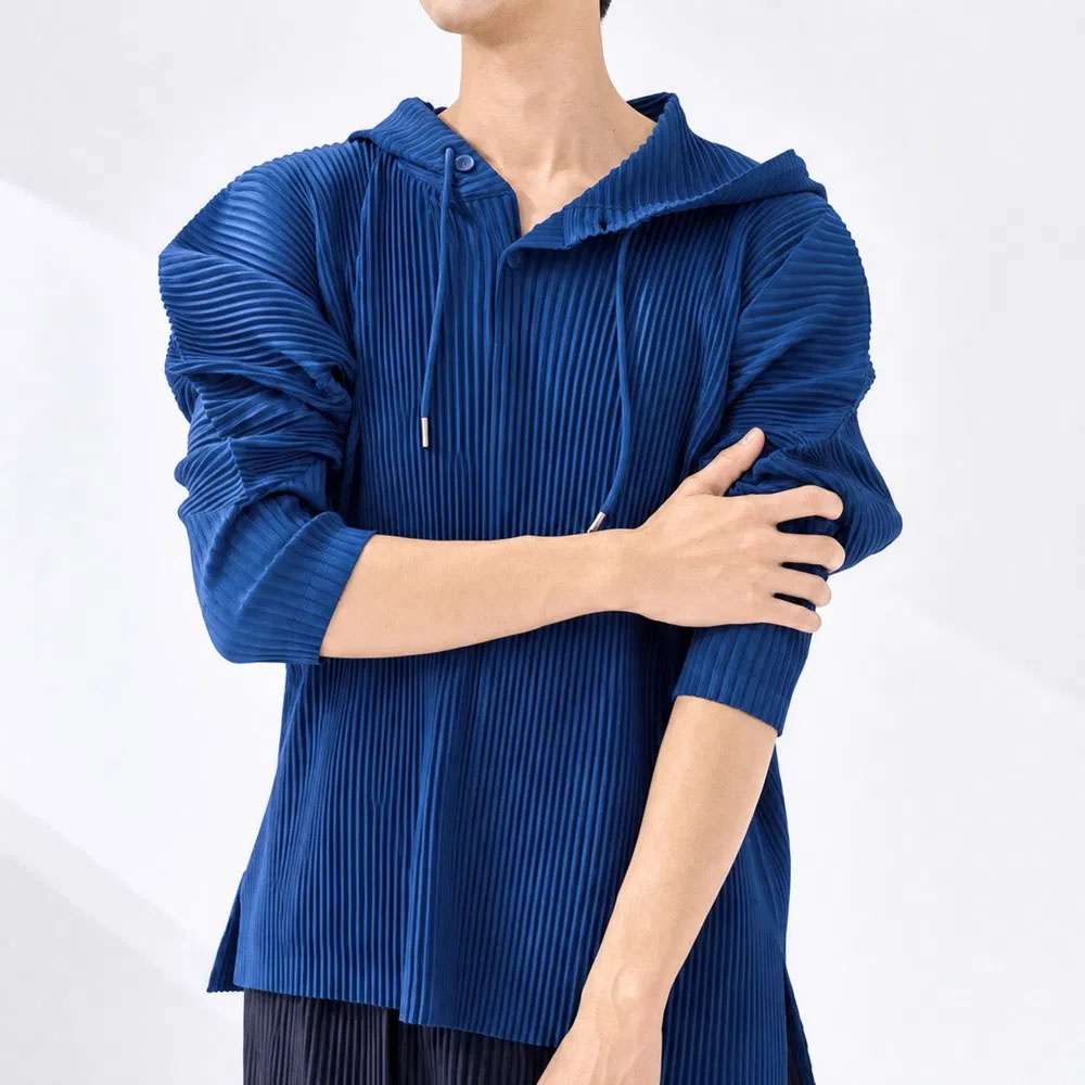 VH53 플리츠 머슬핏 남자 포켓 후드 긴팔 티 SIGNATURE PLEATS - 상세 이미지 2