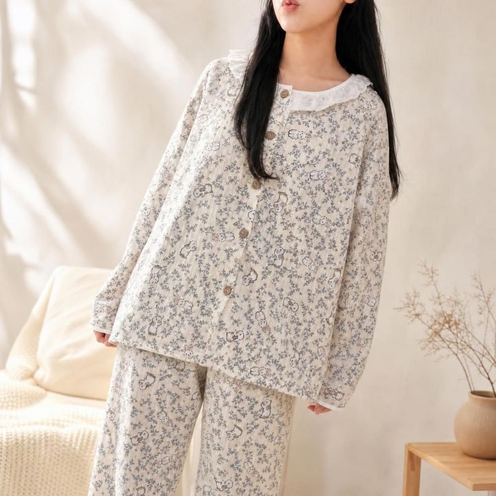 포근담 잠옷 수면잠옷 커플잠옷 극세사 파자마 홈웨어 - 상품 이미지