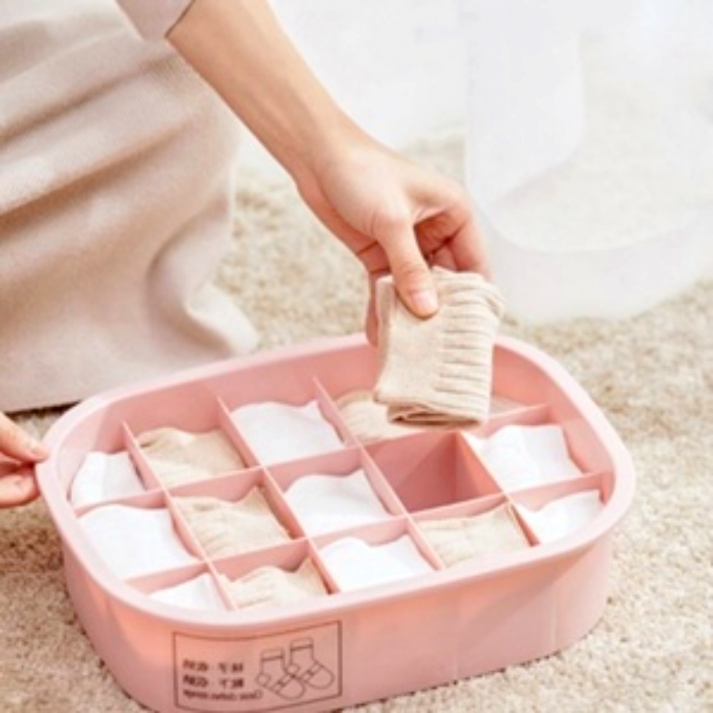 칸막이분리속옷정리함 기숙사필수정리함 튼튼한소재종류별수납수납함 1칸 - 상품 이미지