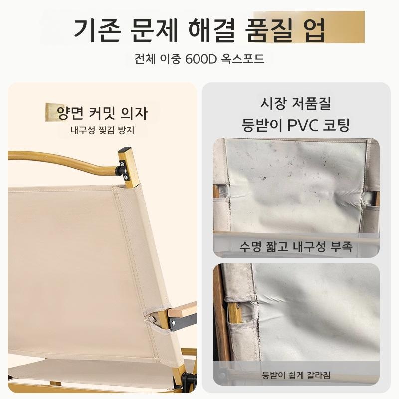 접이식 캠핑 의자 휴대용 피크닉 낚시 의자 원형 튜브형 단층 원단 중간 사이즈 카키 - 상세 이미지 2