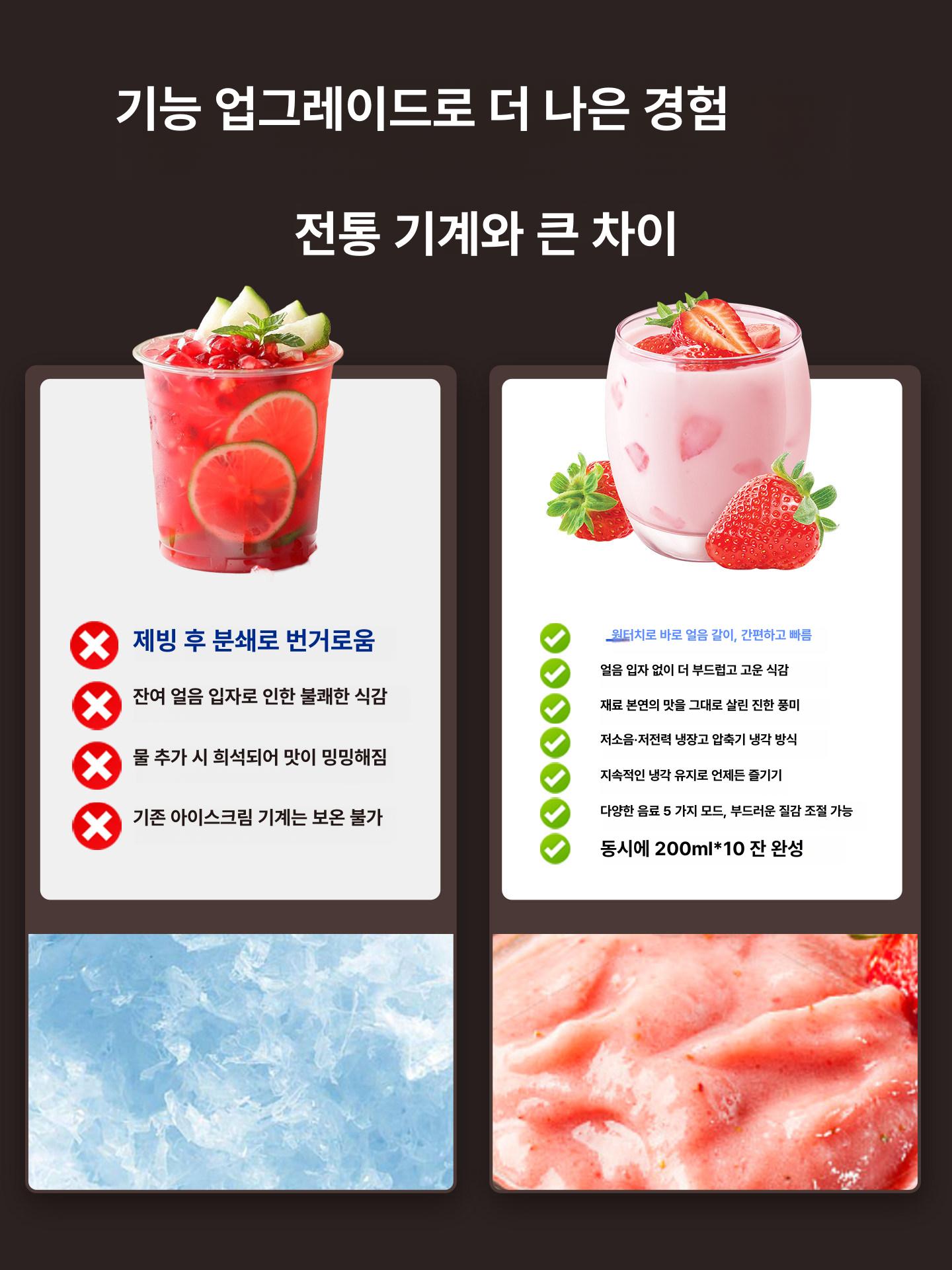 슬러시 기계 가정용 업소용 전자동 슬러시 메이커 아이스크림 밀크쉐이크 스무디 제조기 싱글 탱크 블랙 - 상세 이미지 3