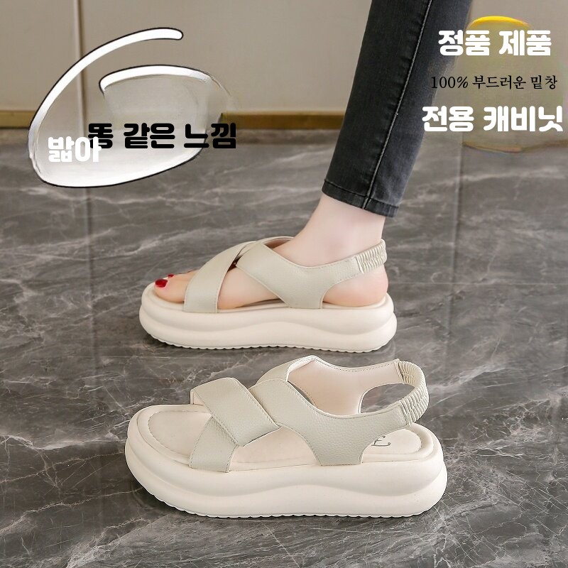 태국여행신발 연예인 장마 유럽여행샌들 임산부 흰샌들 카키 오픈토 로마 베이지 - 상세 이미지 2