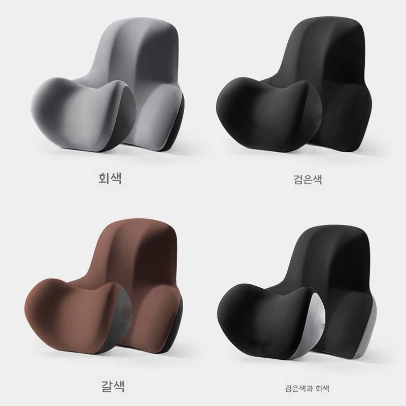 차량용 헤드레스트 허리 쿠션 메모리폼 세트 블랙 헤드레스트 및 허리 지지대 세트 - 상세 이미지 3