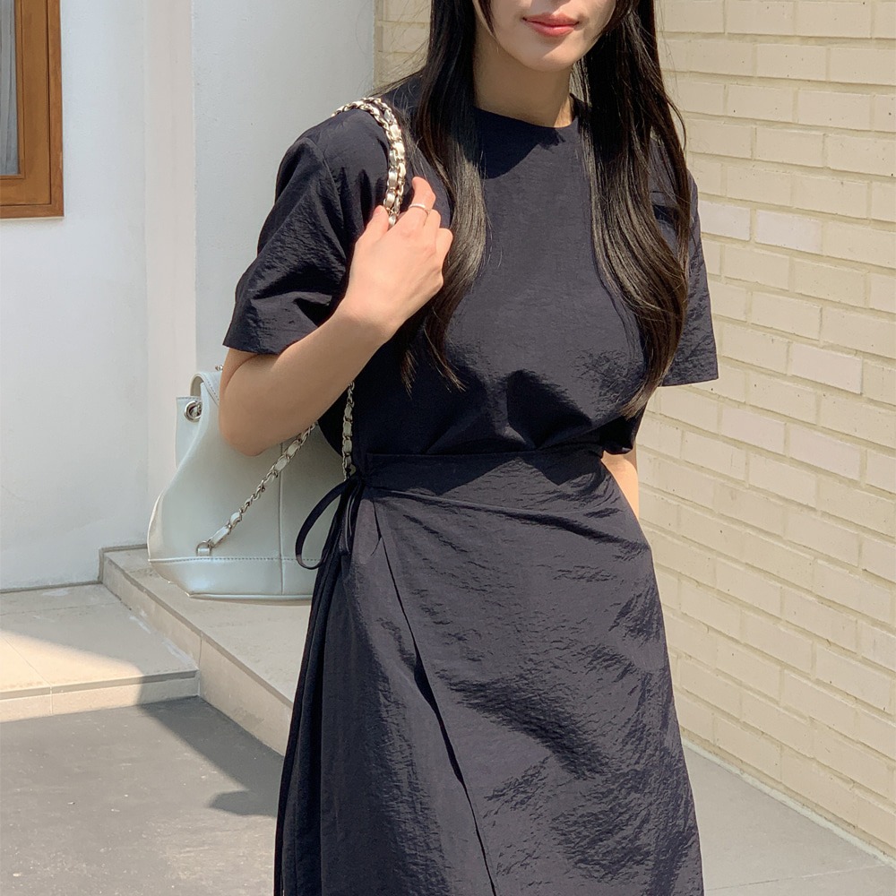 나일론 랩 롱 원피스 라운드넥 반팔 생활방수 이미지 6