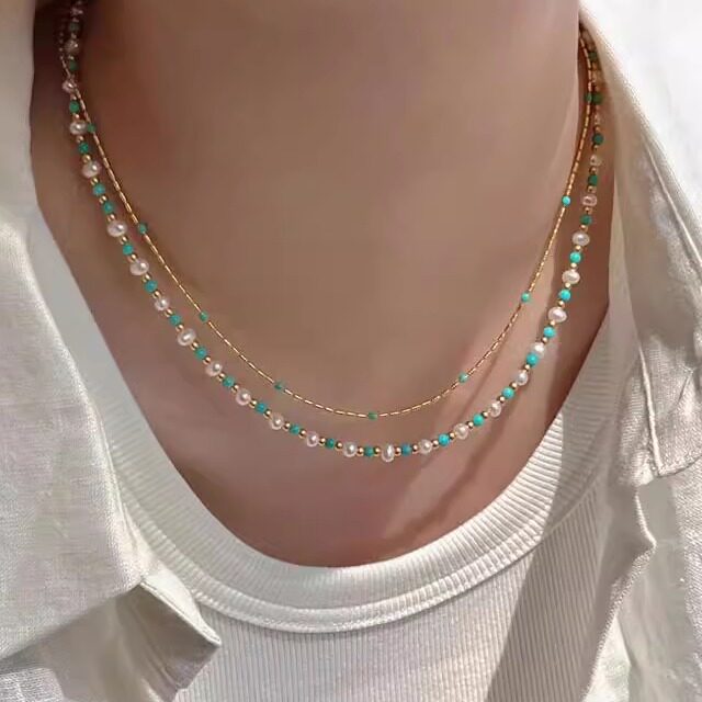 터키석목걸이 12월 탄생석 오팔 레이어드 목걸이 레이어드 터키석 악세사리 세트 - 상세 이미지 3