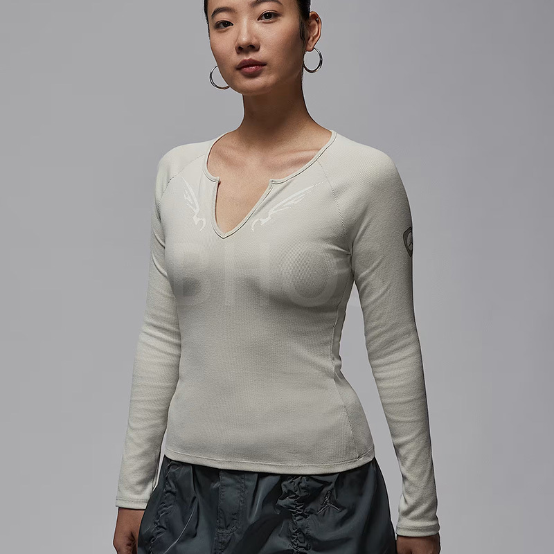 나이키 우먼스 조던 골지탑 브이넥 긴팔