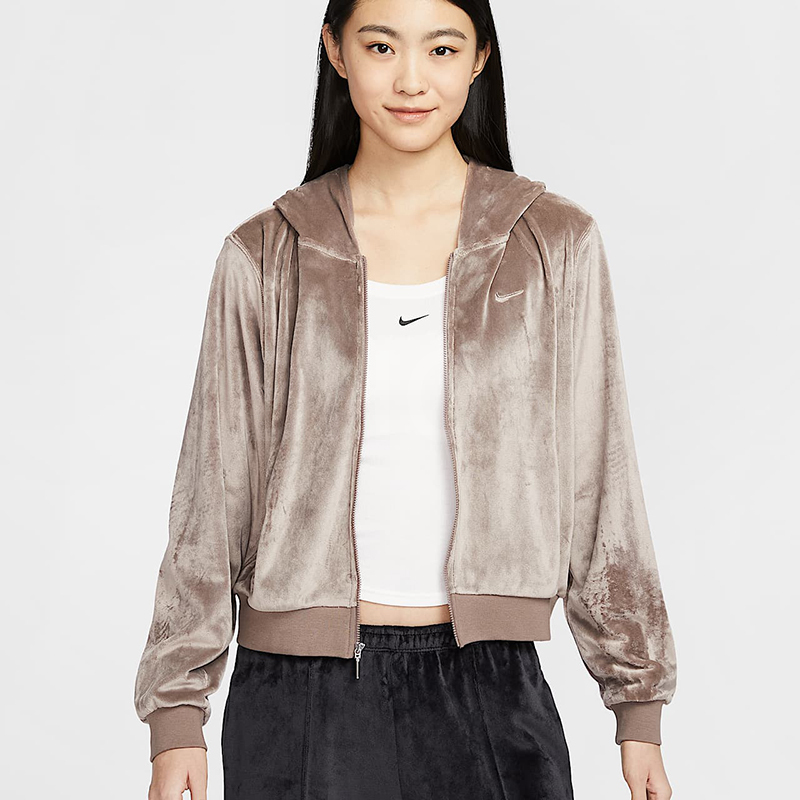 (W) 나이키 NSW 칠 니트 루즈 벨루어 풀 집