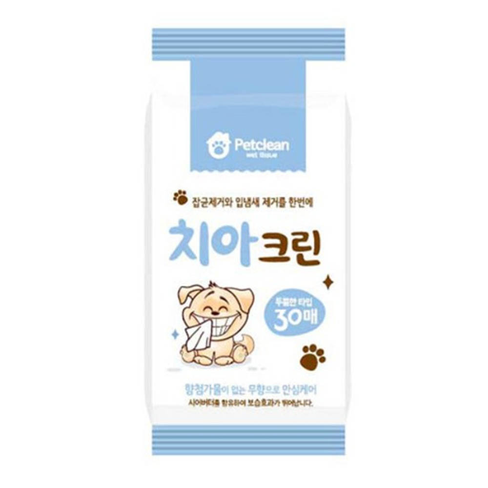 펫크린 강아지 물티슈 치아 애견 반려견 클러너 30매 12개 대용량 발닦이 덴탈 구강 - 상품 이미지