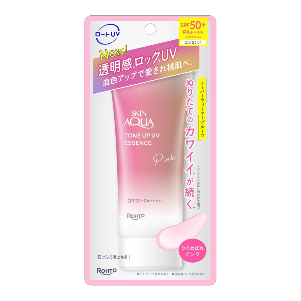스킨아쿠아 톤업 UV 에센스 핑크 70g 생기혈색 메이크업베이스 선크림 일본 - 상품 이미지