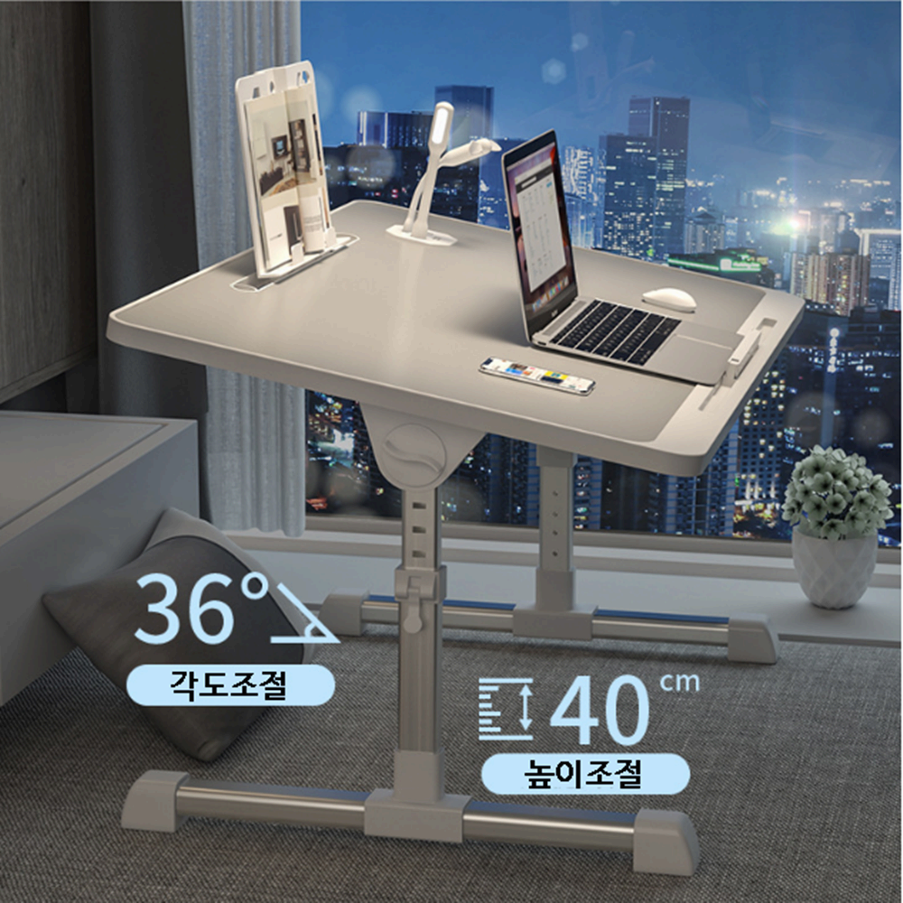 침대 위 노트북 접이식 좌식 책상 각도 높이 조절 서랍형 베드 트레이 테이블 - 상세 이미지 2