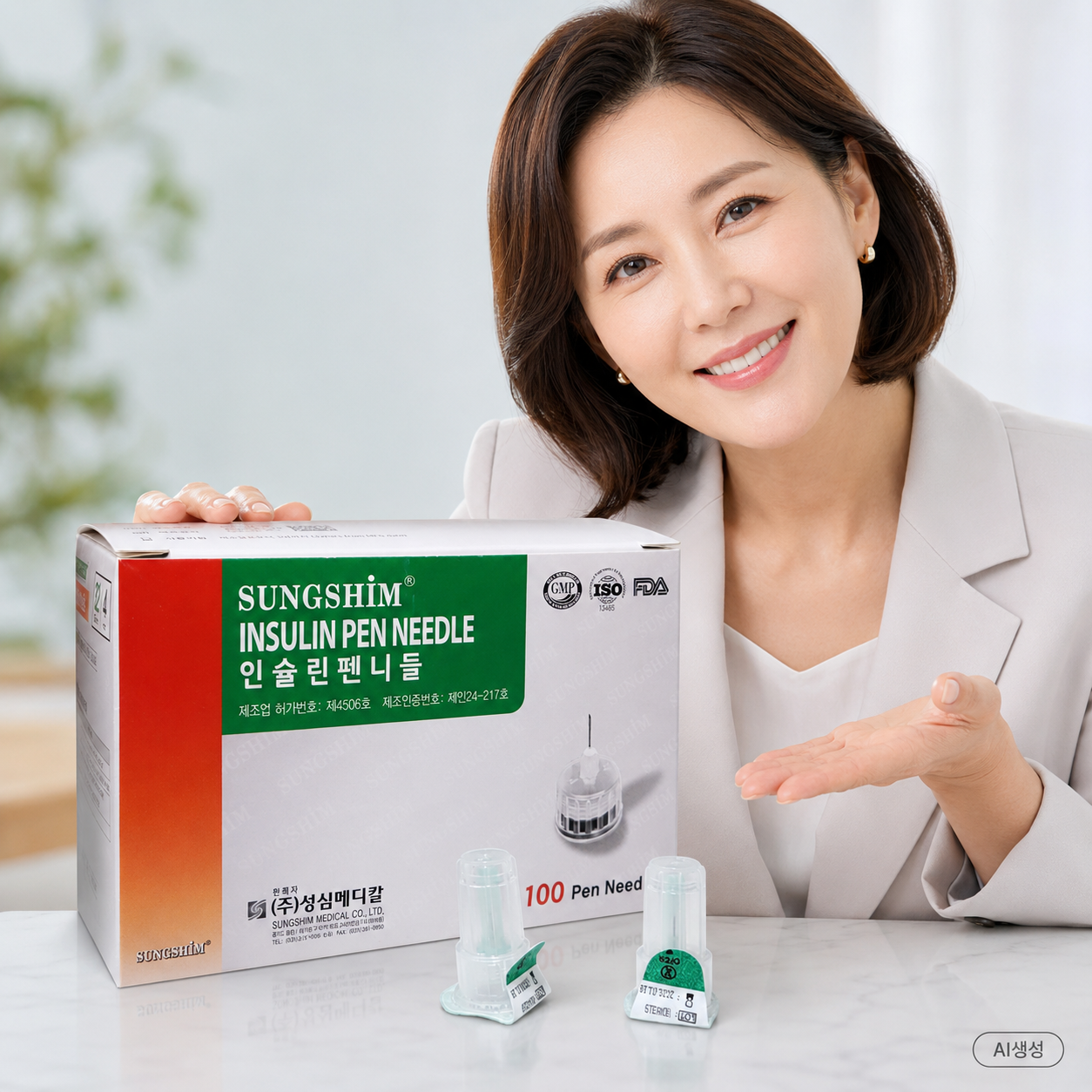32G 성심 인슐린 펜니들 100개입 주사침 삭센다 위고비 마운자로 호환 주사바늘 - 상품 이미지