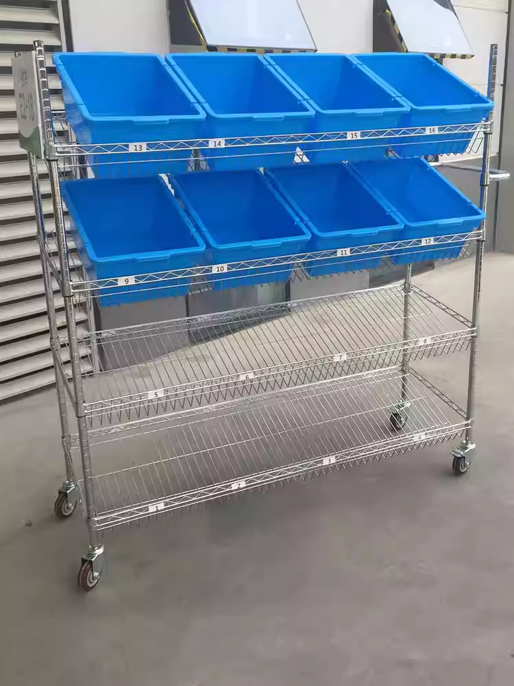 이동식 피킹 카트 공장 창고 물류 운반대 바구니 선반 150x45x160 이미지 6