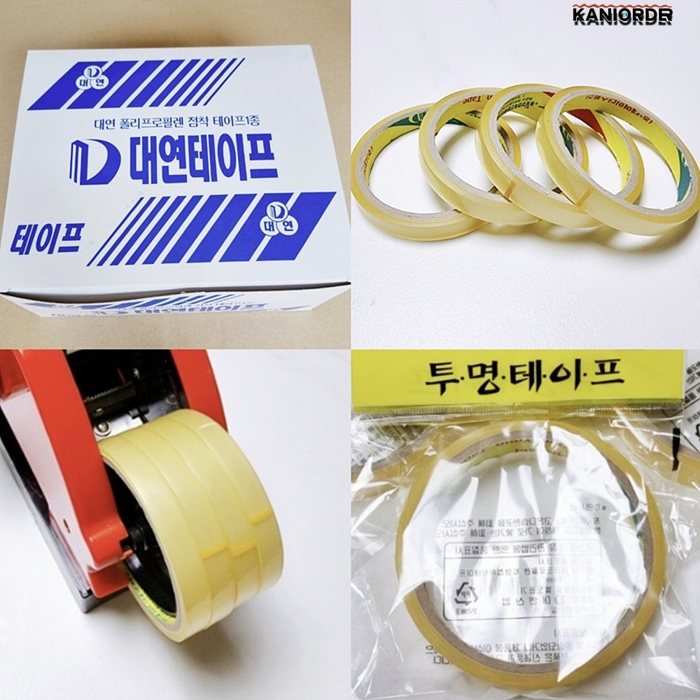 박스 테잎 opp 투명 택배 포장용 디스펜서 리필용 테이프 12mm40개 - 상품 이미지