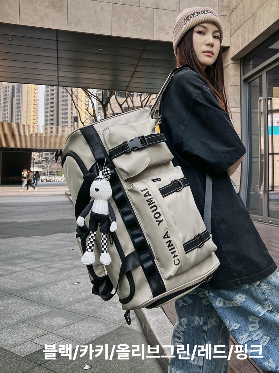 남자백팩,가벼운가방 대학생 백팩 블랙/카키/올리브그린/레드/핑크 1. 카키 대형 - 상품 이미지